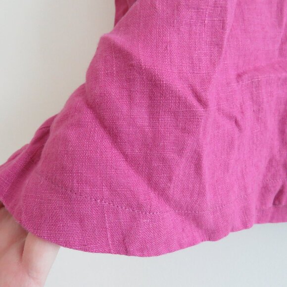 VINTAGE ITEMZ CHRIS BAUMGARTNER 100% Linen Cropped Button Top Pink Lagenlook - Picture 7 of 15